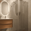 Shower enclosure Hietakari Vetro 542, brass fittings, grey tinted glass Shower enclosure Hietakari Vetro 542, brass fittings, grey tinted glass