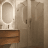 Shower enclosure Hietakari Vetro 542, brass fittings, bronze tinted glass Shower enclosure Hietakari Vetro 542, brass fittings, bronze tinted glass