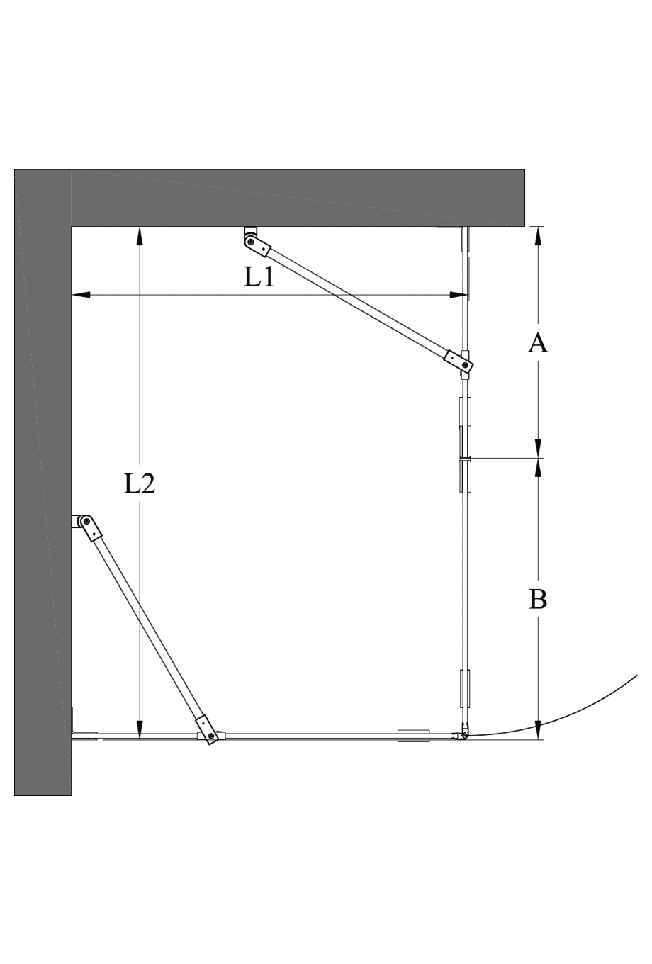 Shower enclosure Hietakari Vetro 542 – dimension drawing Shower enclosure Hietakari Vetro 542 – dimension drawing