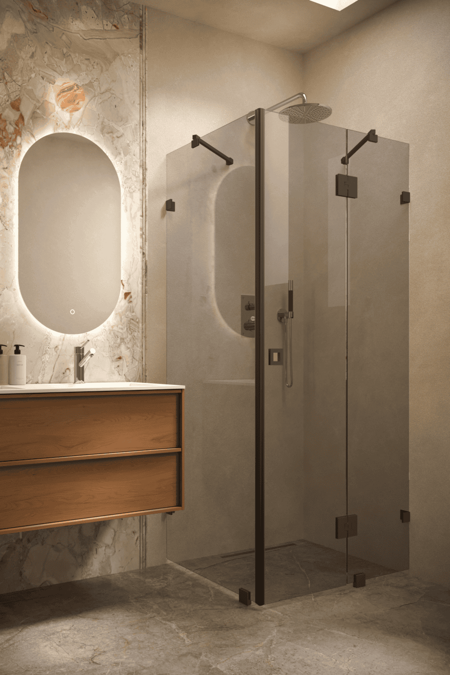 Shower enclosure Hietakari Vetro 542, black fittings, grey tinted glass Shower enclosure Hietakari Vetro 542, black fittings, grey tinted glass