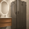 Shower enclosure Hietakari Vetro 542, black fittings, black glass Shower enclosure Hietakari Vetro 542, black fittings, black glass