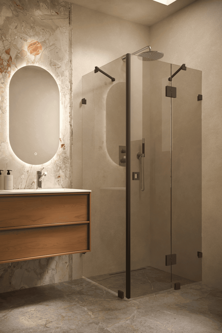Shower enclosure Hietakari Vetro 542, black fittings, bronze tinted glass Shower enclosure Hietakari Vetro 542, black fittings, bronze tinted glass