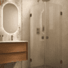 Shower enclosure Hietakari Vetro 543, Cocoa fittings, reeded glass
