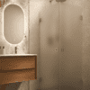 Shower enclosure Hietakari Vetro 543, brushed fittings, super bright satin glass