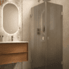 Shower enclosure Hietakari Vetro 543, chrome fittings, grey reeded glass