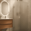 Shower enclosure Hietakari Vetro 543, chrome fittings, satin frosted glass
