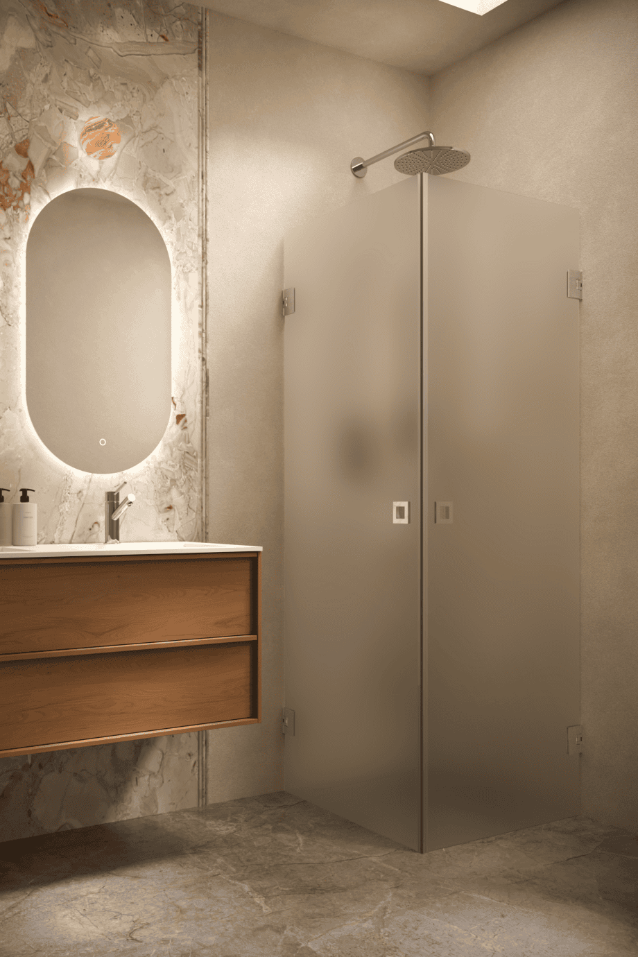 Shower enclosure Hietakari Vetro 543, chrome fittings, super bright satin glass