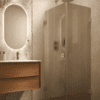 Shower enclosure Hietakari Vetro 543, brass fittings, brown reeded glass