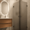 Shower enclosure Hietakari Vetro 543, black fittings, grey satin glass