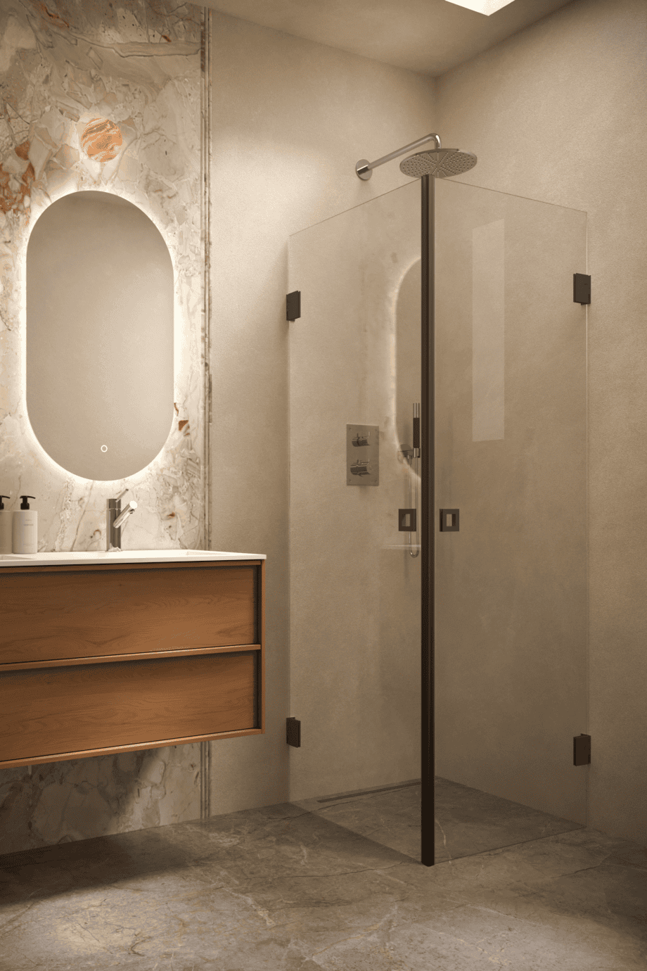 Shower enclosure Hietakari Vetro 543, black fittings, super bright glass