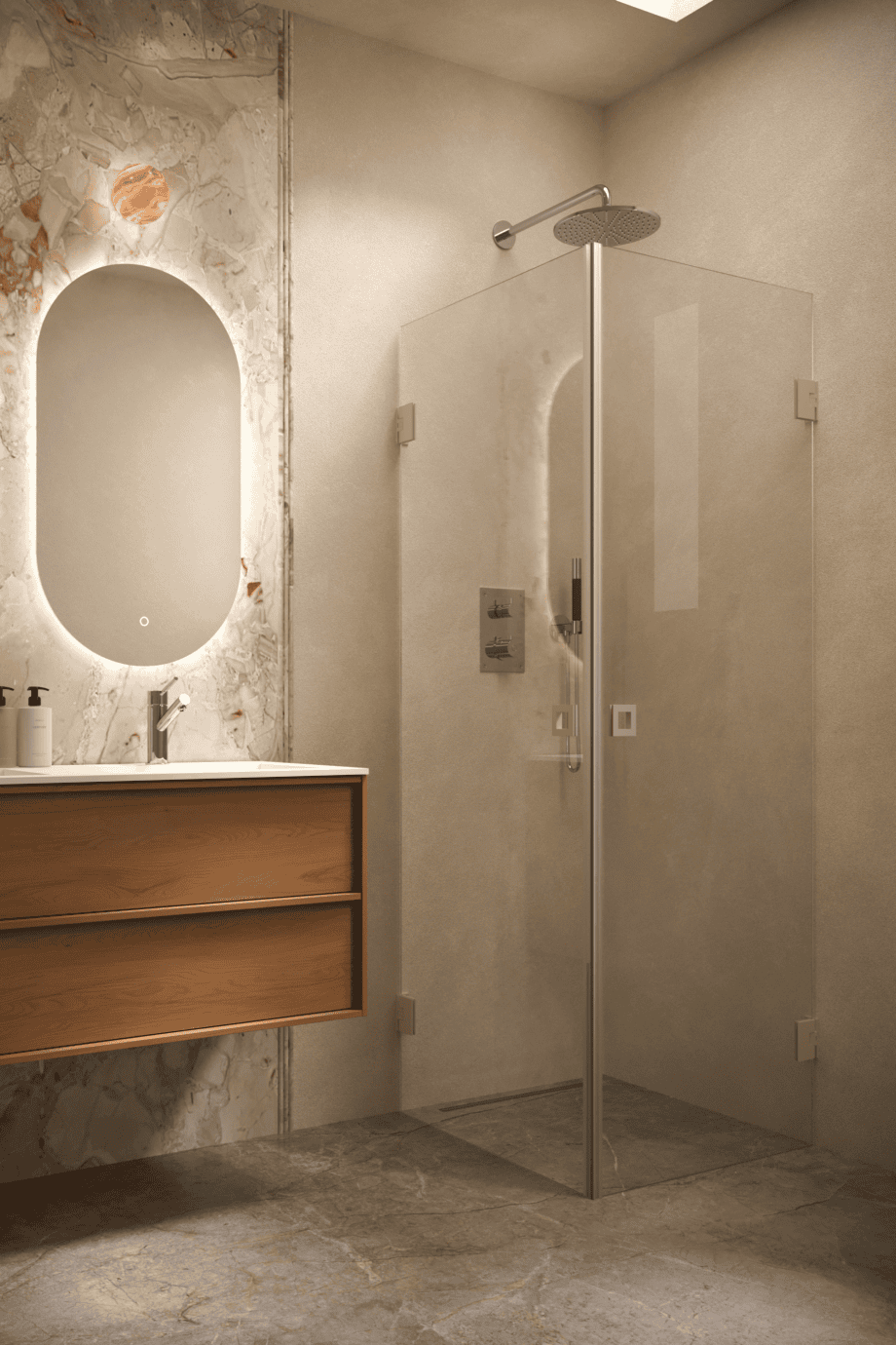 Shower enclosure Hietakari Vetro 543, Sand fittings, super bright glass