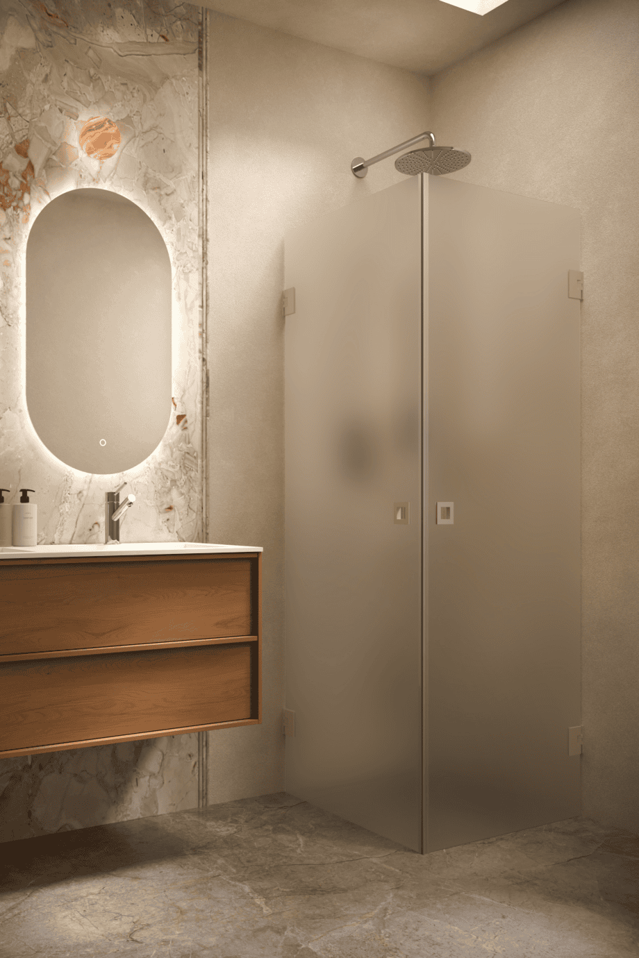 Shower enclosure Hietakari Vetro 543, Sand fittings, super bright satin glass