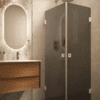 Shower enclosure Hietakari Vetro 543, white fittings, black glass