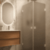 Shower enclosure Hietakari Vetro 543, white fittings, brown satin glass