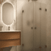 Shower enclosure Hietakari Vetro 544, Cocoa fittings, satin frosted glass Shower enclosure Hietakari Vetro 544, Cocoa fittings, satin frosted glass