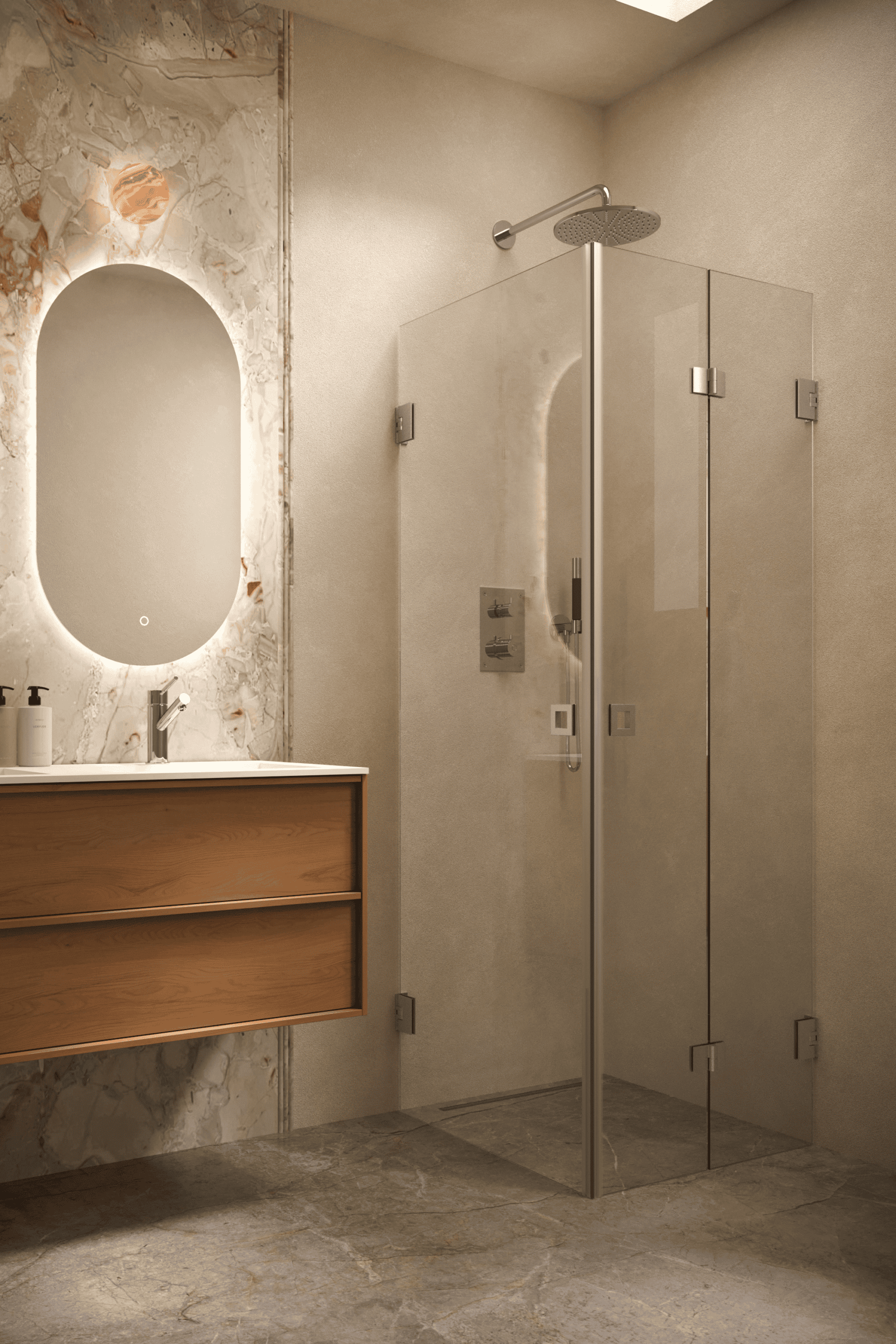 Shower enclosure Hietakari Vetro 544, brushed fittings, clear glass Shower enclosure Hietakari Vetro 544, brushed fittings, clear glass