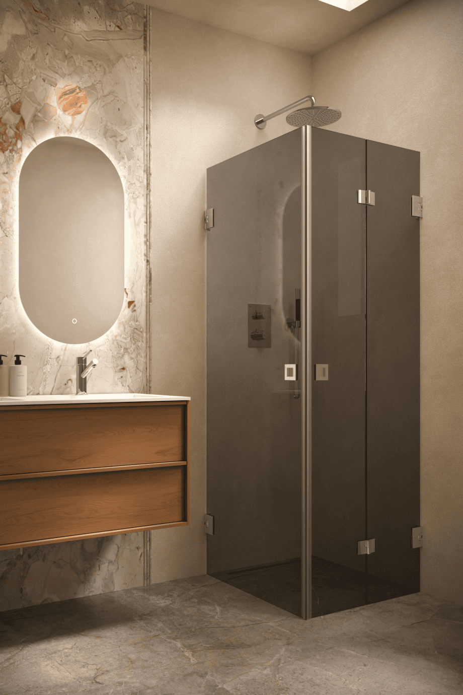 Shower enclosure Hietakari Vetro 544, chrome fittings, black glass Shower enclosure Hietakari Vetro 544, chrome fittings, black glass