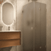 Shower enclosure Hietakari Vetro 544, brass fittings, grey satin glass Shower enclosure Hietakari Vetro 544, brass fittings, grey satin glass