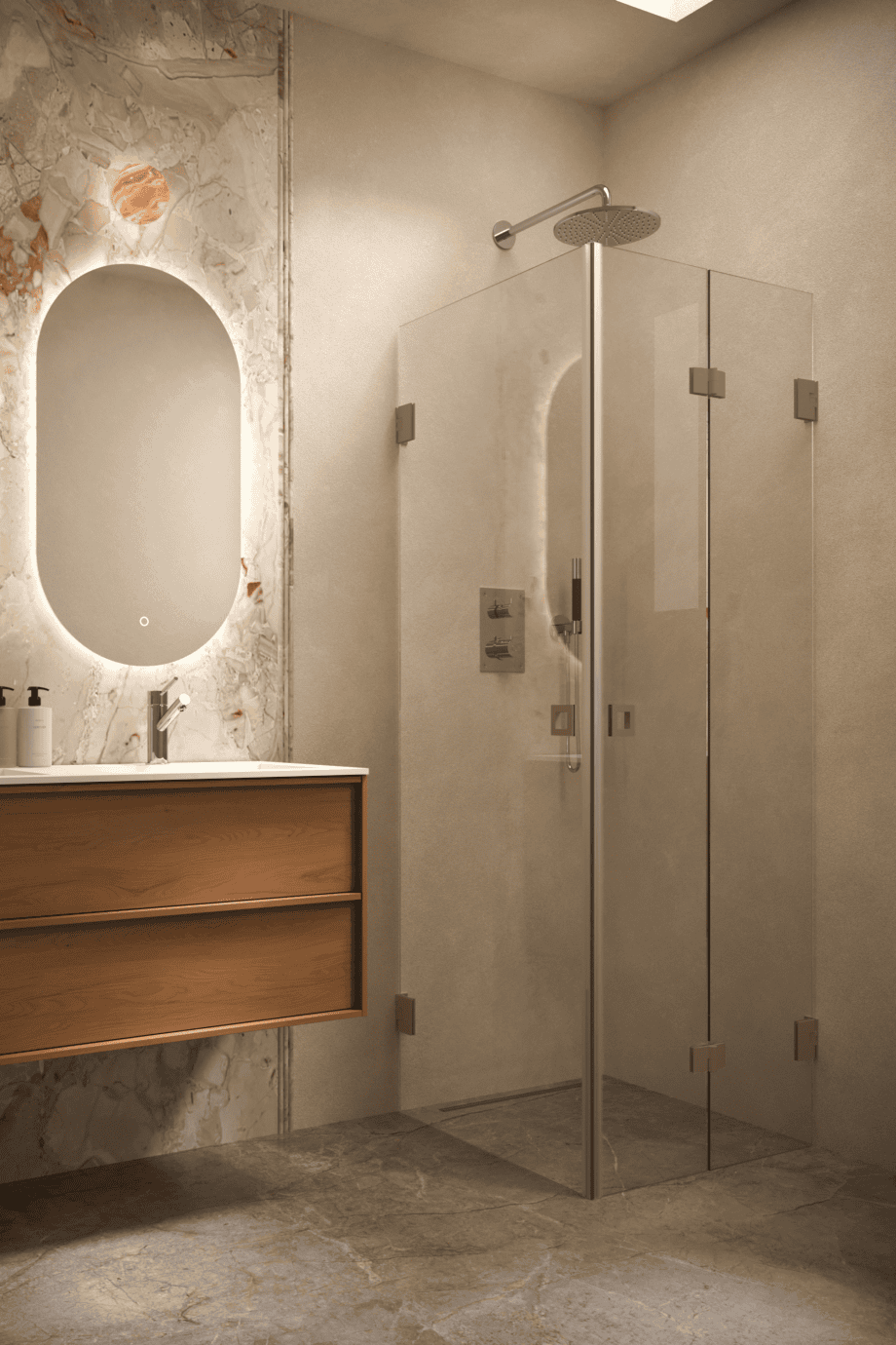 Shower enclosure Hietakari Vetro 544, Mocha fittings, super bright glass Shower enclosure Hietakari Vetro 544, Mocha fittings, super bright glass
