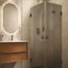 Shower enclosure Hietakari Vetro 544, black fittings, grey reeded glass Shower enclosure Hietakari Vetro 544, black fittings, grey reeded glass