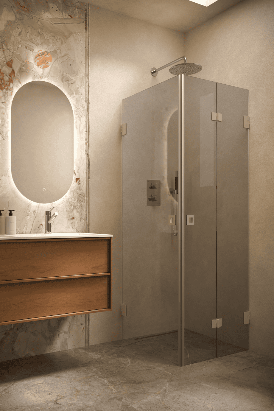 Shower enclosure Hietakari Vetro 544, Sand fittings, grey tinted glass Shower enclosure Hietakari Vetro 544, Sand fittings, grey tinted glass