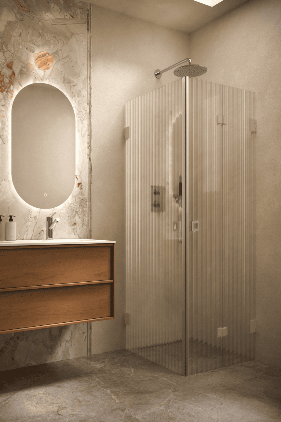 Shower enclosure Hietakari Vetro 544, Sand fittings, reeded glass Shower enclosure Hietakari Vetro 544, Sand fittings, reeded glass