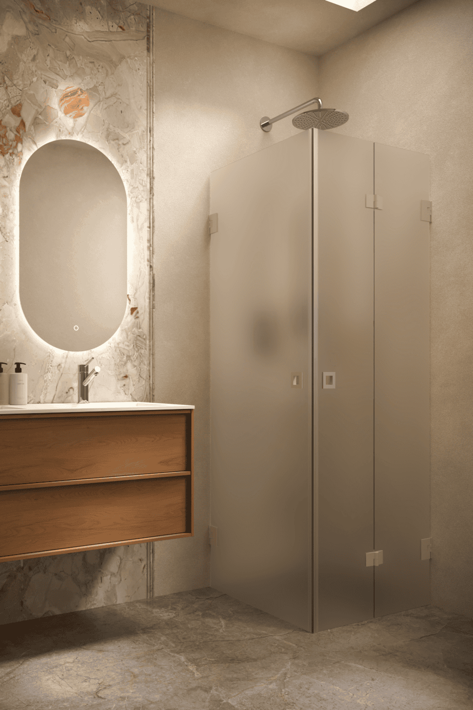 Shower enclosure Hietakari Vetro 544, Sand fittings, super bright satin glass Shower enclosure Hietakari Vetro 544, Sand fittings, super bright satin glass