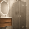 Shower enclosure Hietakari Vetro 544, white fittings, grey satin glass Shower enclosure Hietakari Vetro 544, white fittings, grey satin glass