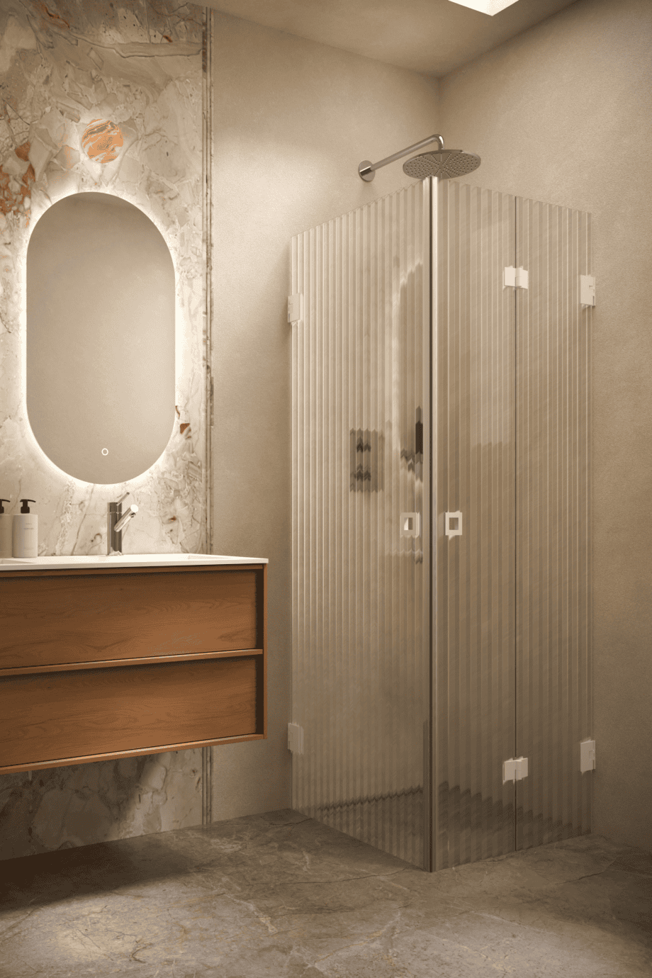 Shower enclosure Hietakari Vetro 544, white fittings, reeded glass Shower enclosure Hietakari Vetro 544, white fittings, reeded glass