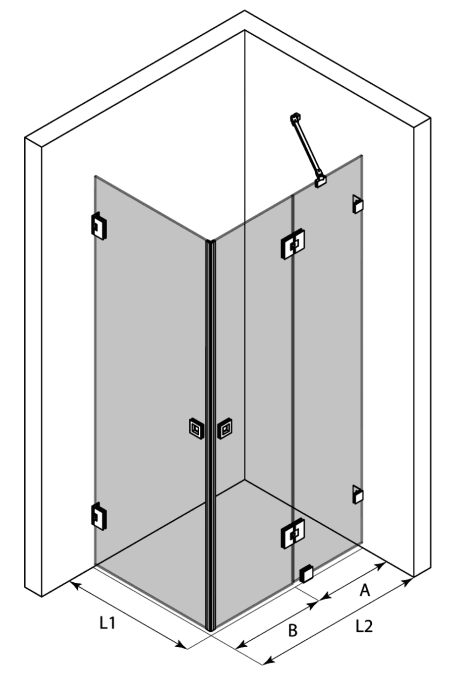 Shower enclosure Hietakari Vetro 545 – 3D drawing Shower enclosure Hietakari Vetro 545 – 3D drawing