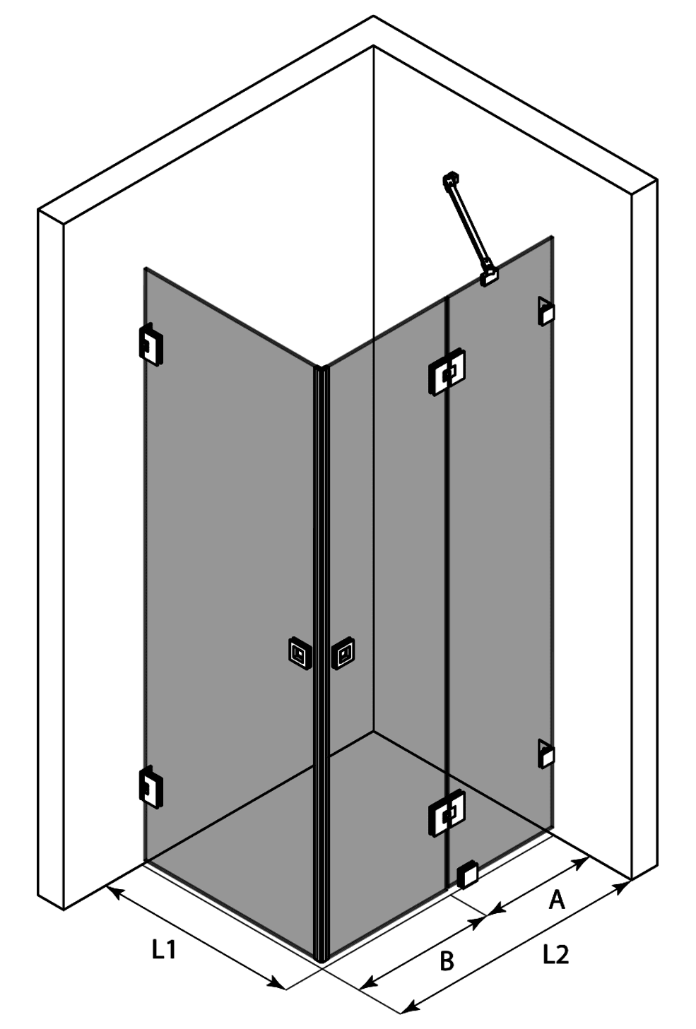 Shower enclosure Hietakari Vetro 545 – 3D drawing Shower enclosure Hietakari Vetro 545 – 3D drawing