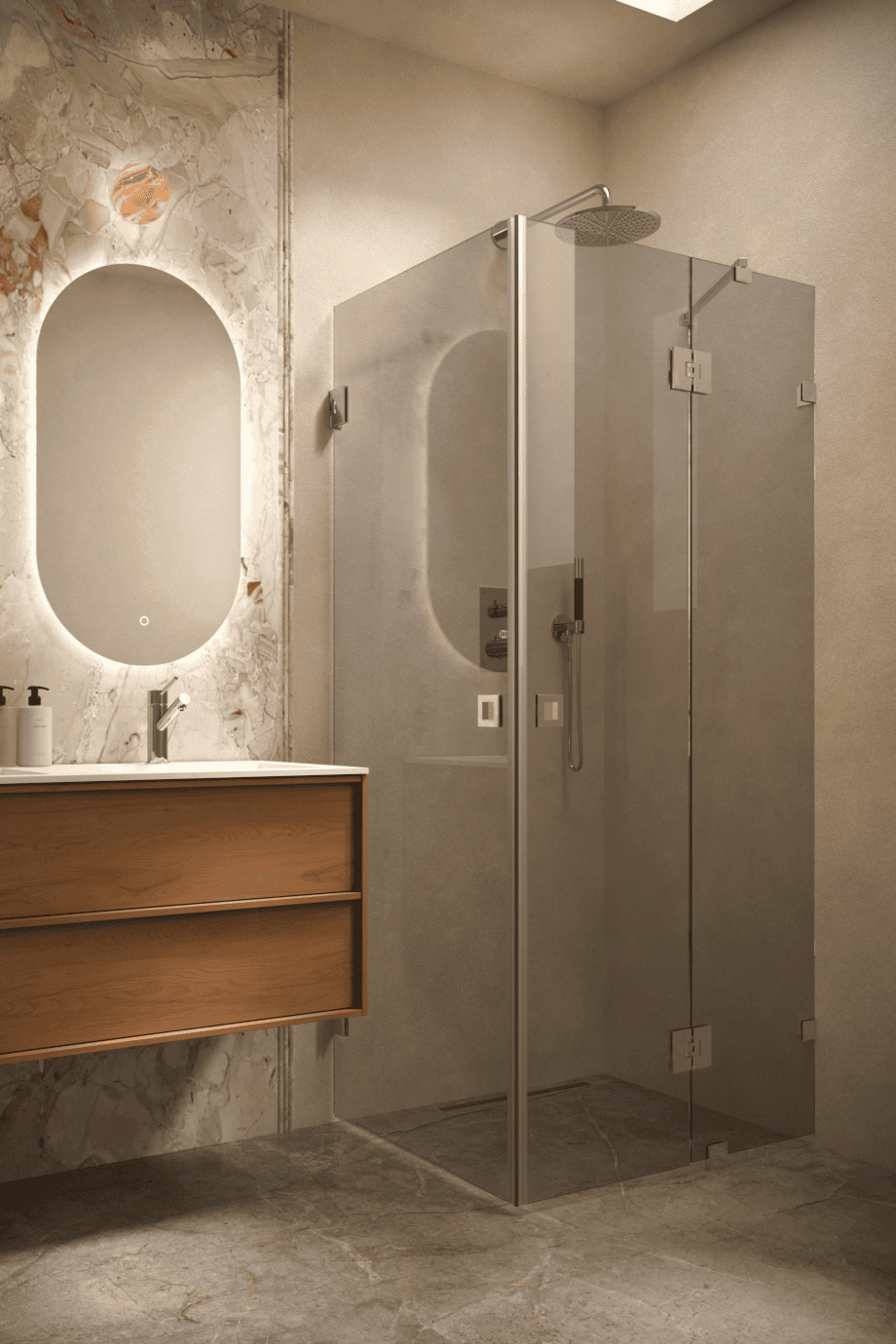 Shower enclosure Hietakari Vetro 545, chrome fittings, grey tinted glass Shower enclosure Hietakari Vetro 545, chrome fittings, grey tinted glass
