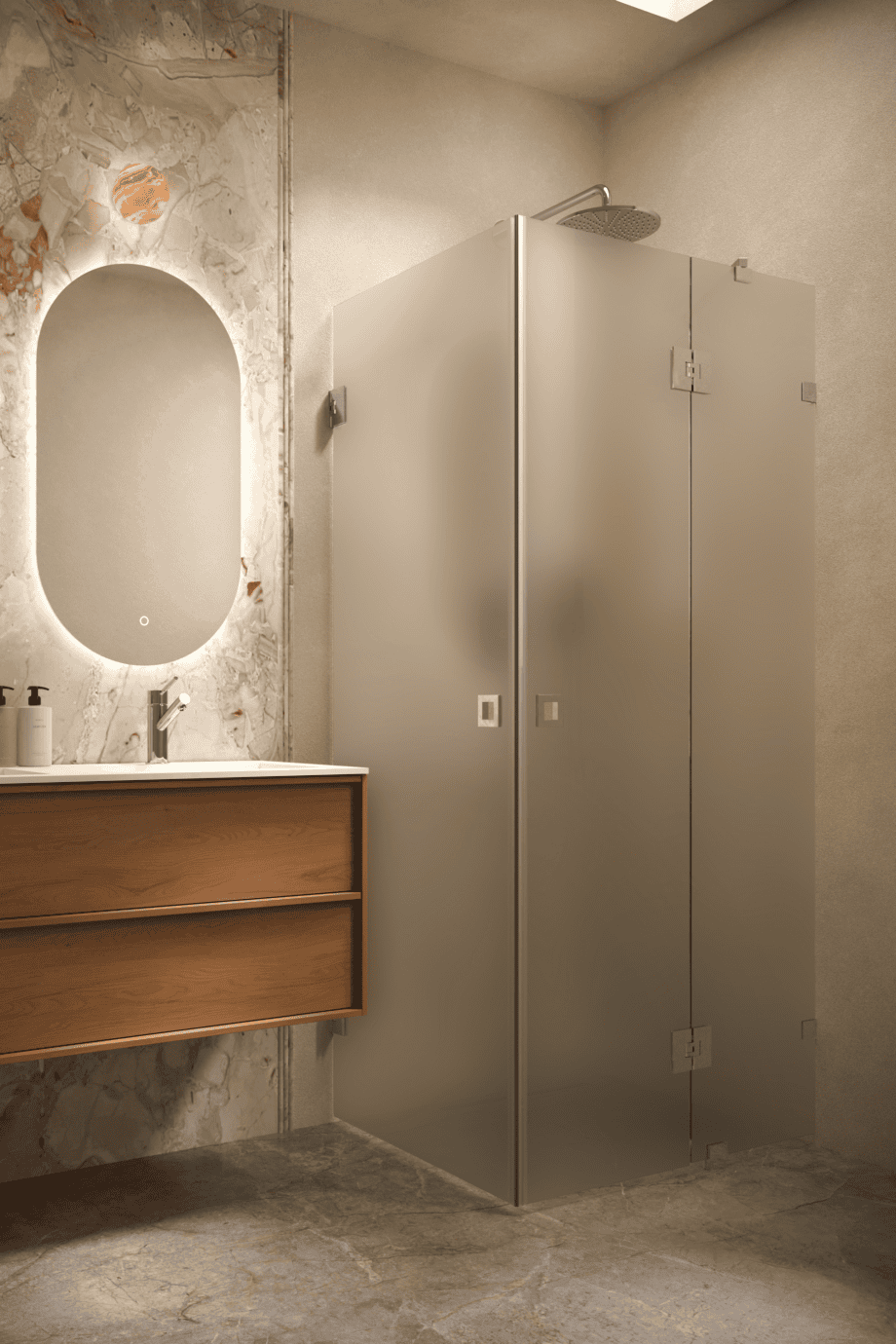 Shower enclosure Hietakari Vetro 545, chrome fittings, satin frosted glass Shower enclosure Hietakari Vetro 545, chrome fittings, satin frosted glass