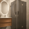 Shower enclosure Hietakari Vetro 545, brass fittings, black glass Shower enclosure Hietakari Vetro 545, brass fittings, black glass