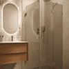 Shower enclosure Hietakari Vetro 545, brass fittings, bronze tinted glass Shower enclosure Hietakari Vetro 545, brass fittings, bronze tinted glass