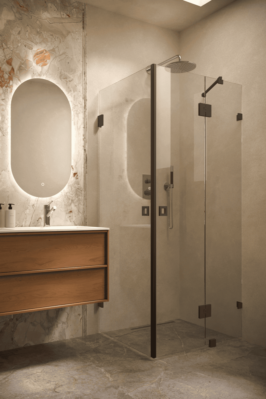 Shower enclosure Hietakari Vetro 545, black fittings, clear glass Shower enclosure Hietakari Vetro 545, black fittings, clear glass