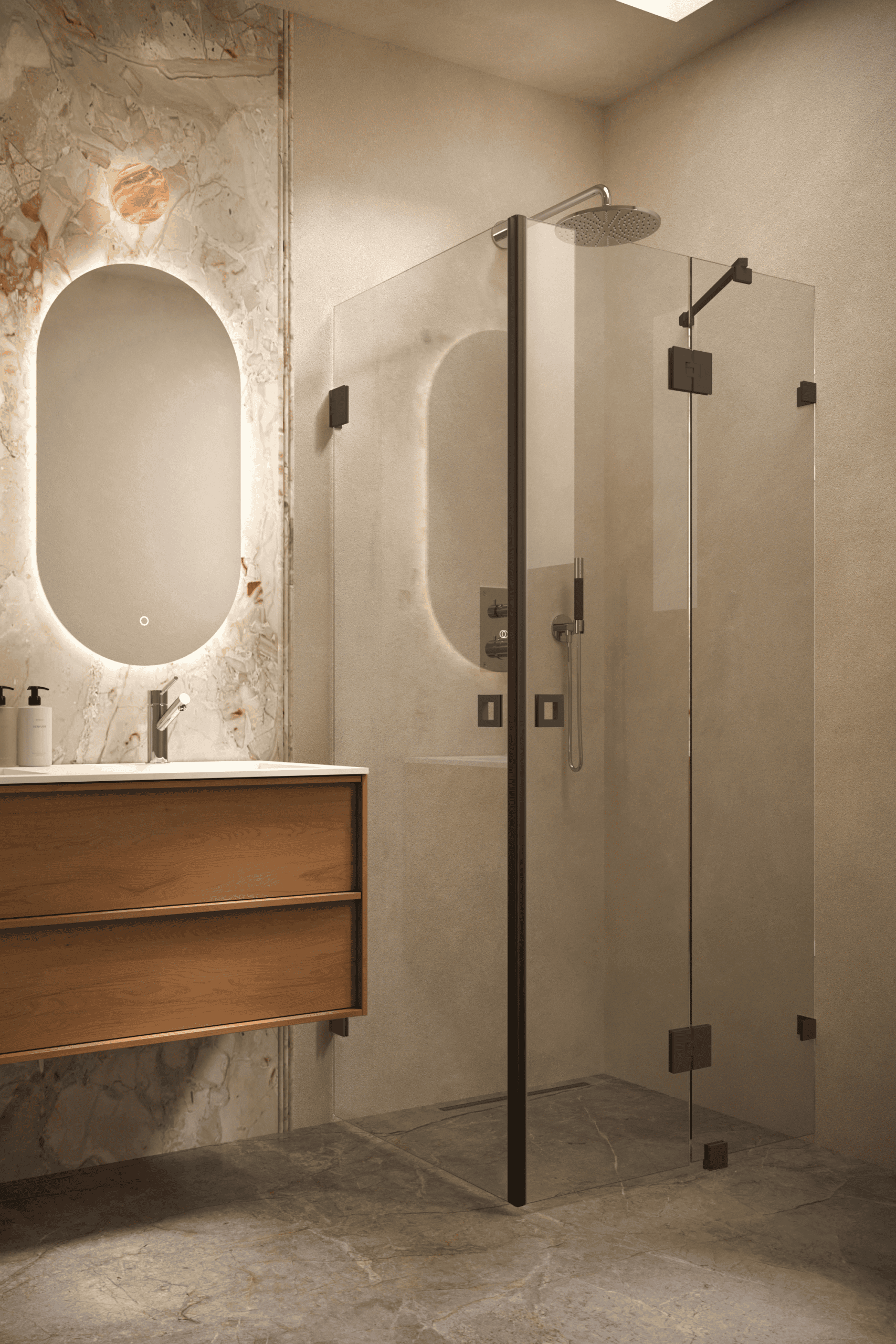 Shower enclosure Hietakari Vetro 545, black fittings, clear glass Shower enclosure Hietakari Vetro 545, black fittings, clear glass