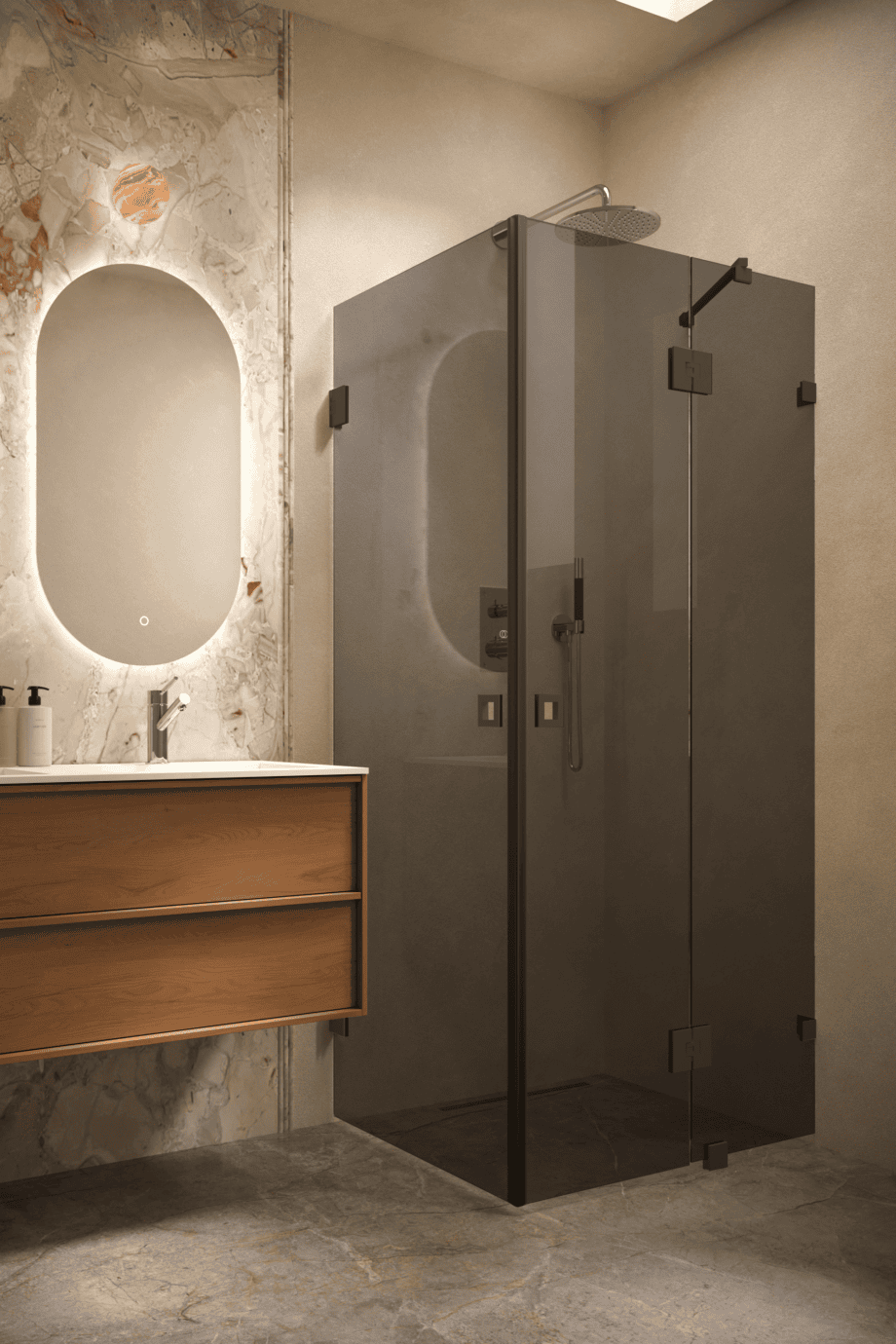 Shower enclosure Hietakari Vetro 545, black fittings, black glass Shower enclosure Hietakari Vetro 545, black fittings, black glass