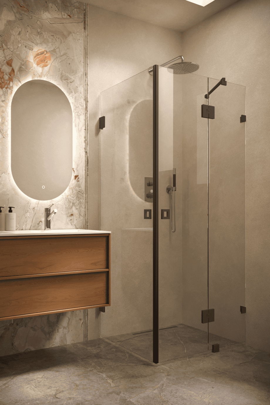 Shower enclosure Hietakari Vetro 545, black fittings, super bright glass Shower enclosure Hietakari Vetro 545, black fittings, super bright glass