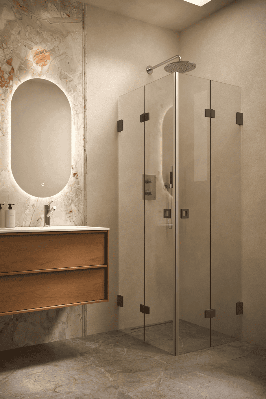 Shower enclosure Hietakari Vetro 546, Cocoa fittings, clear glass Shower enclosure Hietakari Vetro 546, Cocoa fittings, clear glass
