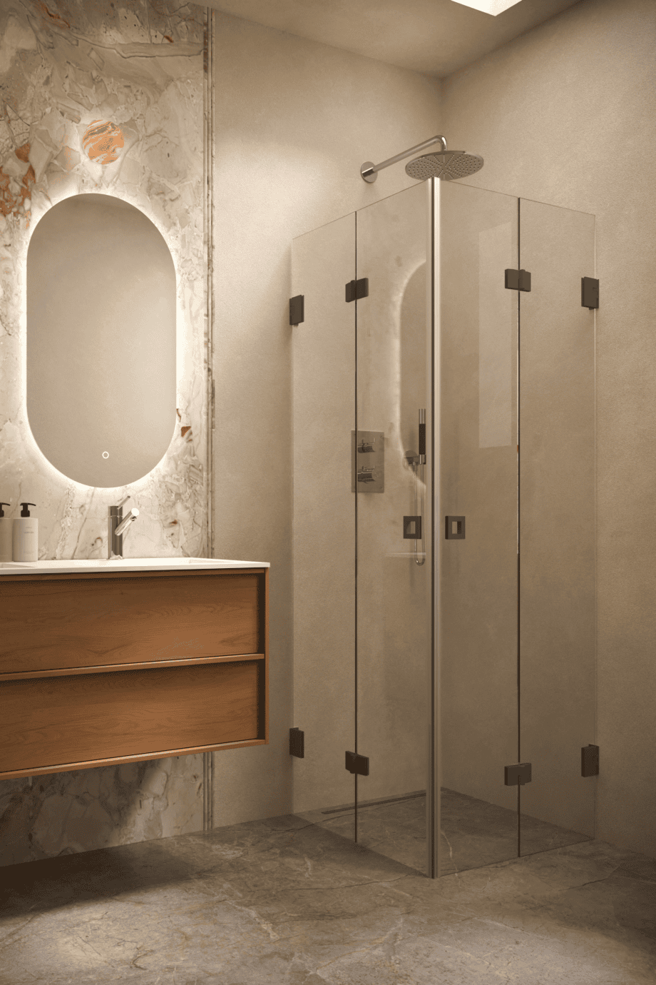 Shower enclosure Hietakari Vetro 546, Cocoa fittings, super bright glass Shower enclosure Hietakari Vetro 546, Cocoa fittings, super bright glass