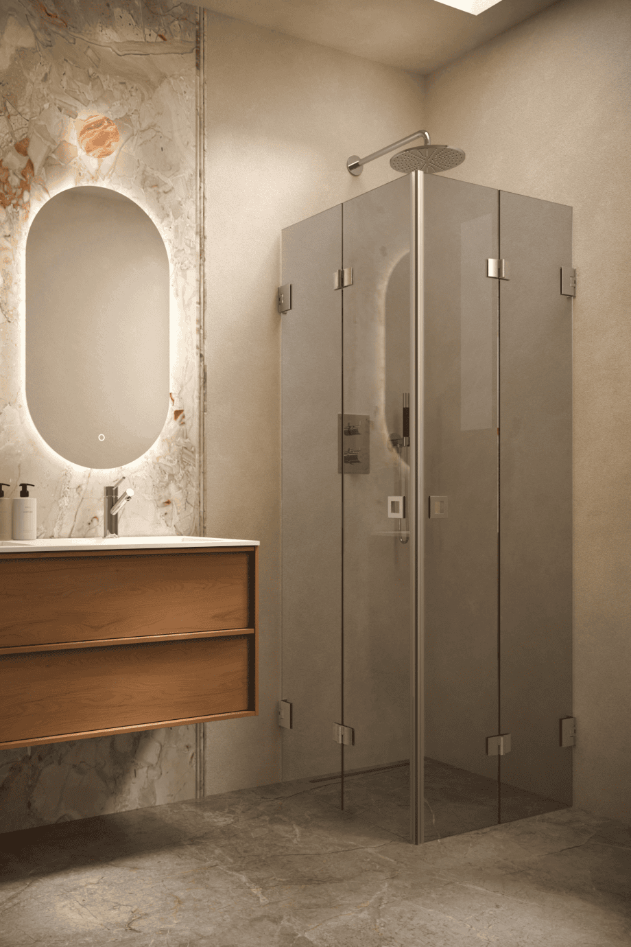 Shower enclosure Hietakari Vetro 546, brushed fittings, grey tinted glass Shower enclosure Hietakari Vetro 546, brushed fittings, grey tinted glass