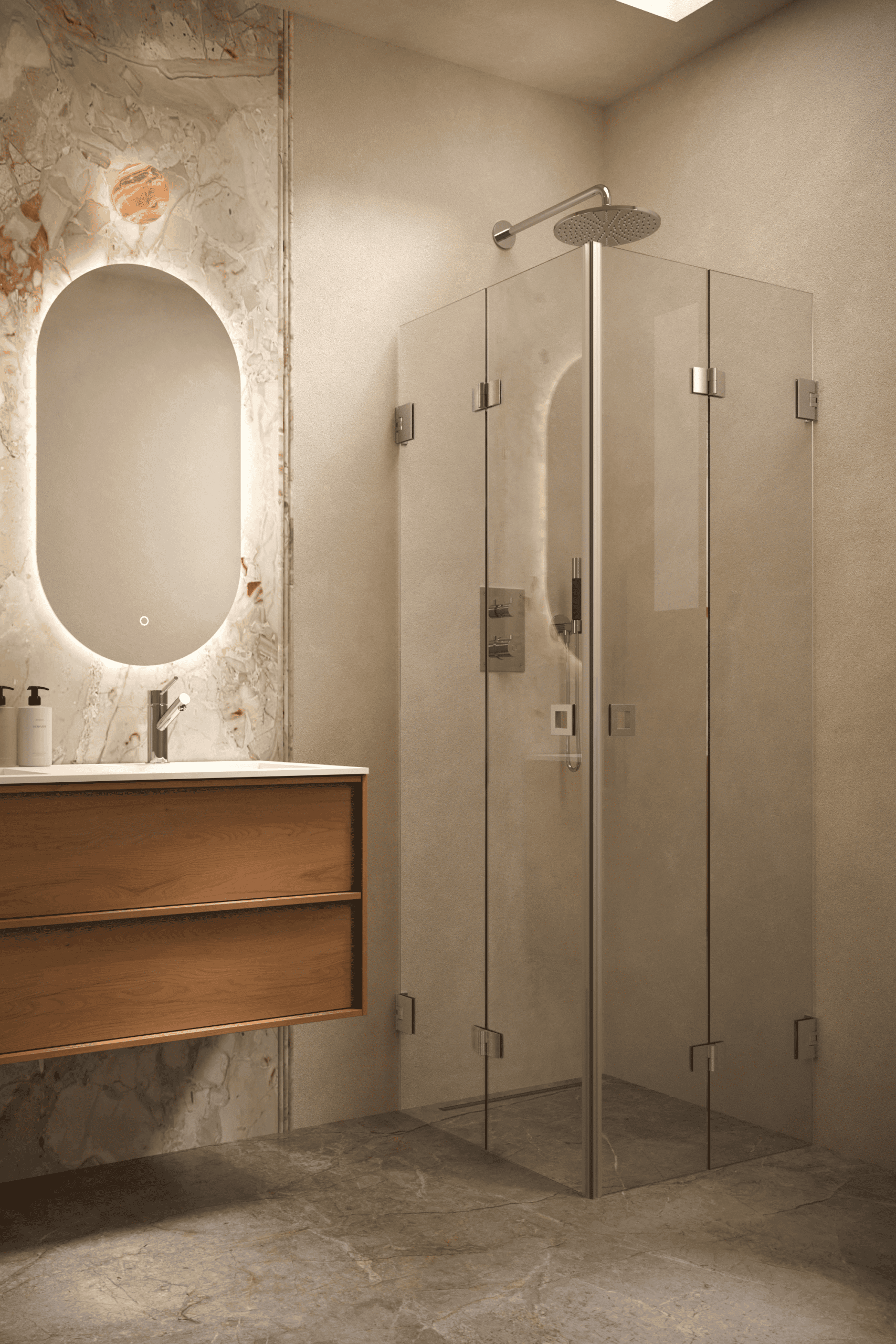 Shower enclosure Hietakari Vetro 546, brushed fittings, clear glass Shower enclosure Hietakari Vetro 546, brushed fittings, clear glass