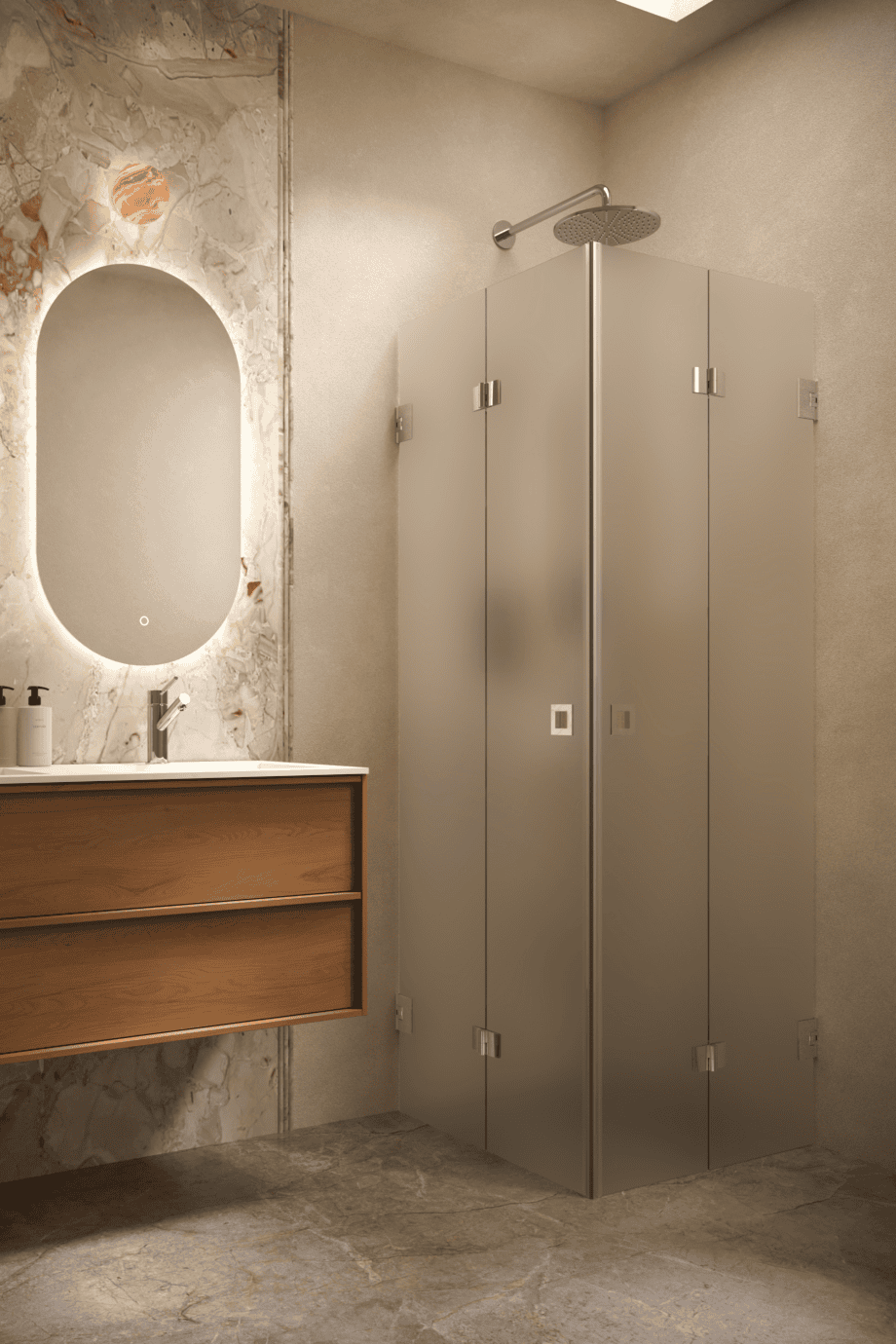 Shower enclosure Hietakari Vetro 546, chrome fittings, super bright satin glass Shower enclosure Hietakari Vetro 546, chrome fittings, super bright satin glass