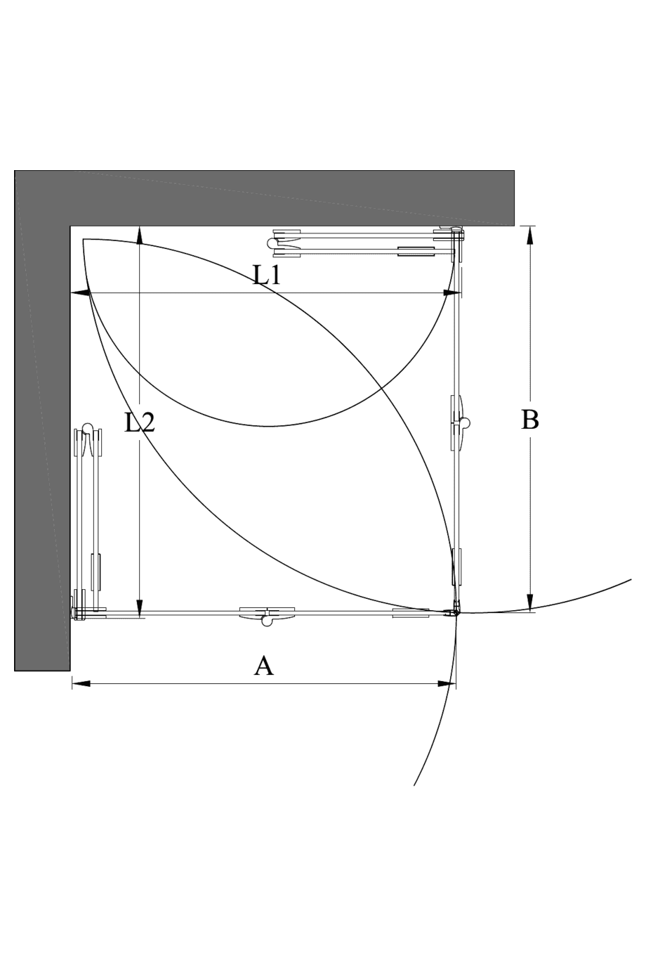 Shower enclosure Hietakari Vetro 546 ā dimension drawing Shower enclosure Hietakari Vetro 546 ā dimension drawing