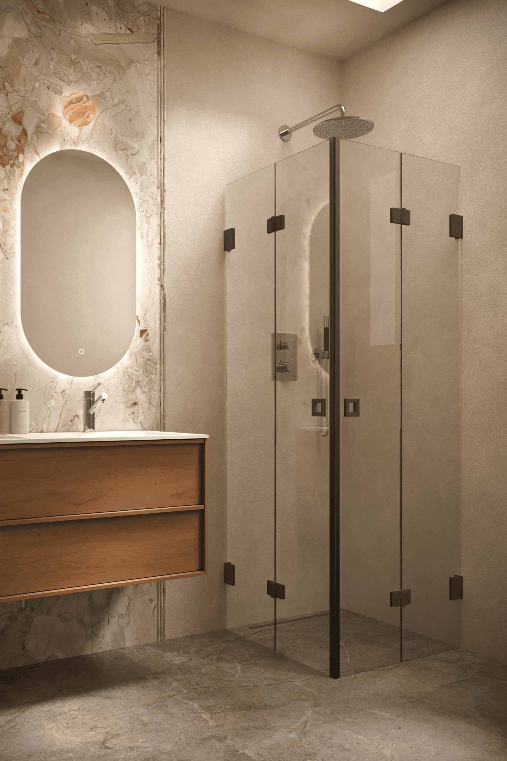 Shower enclosure Hietakari Vetro 546, black fittings, clear glass Shower enclosure Hietakari Vetro 546, black fittings, clear glass