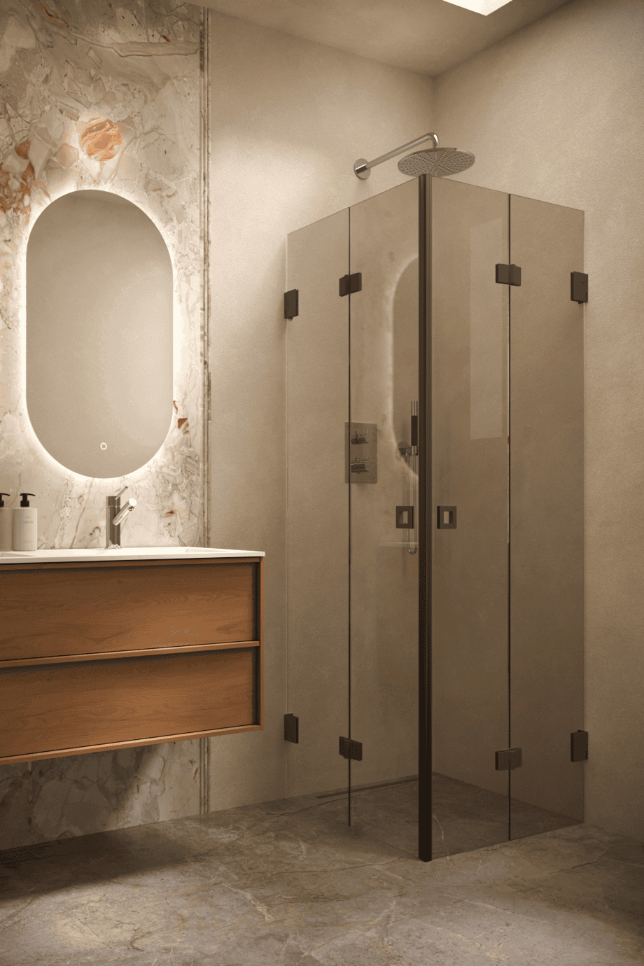 Shower enclosure Hietakari Vetro 546, black fittings, bronze tinted glass Shower enclosure Hietakari Vetro 546, black fittings, bronze tinted glass