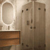 Shower enclosure Hietakari Vetro 546, black fittings, brown reeded glass Shower enclosure Hietakari Vetro 546, black fittings, brown reeded glass