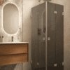 Shower enclosure Hietakari Vetro 546, Sand fittings, black glass Shower enclosure Hietakari Vetro 546, Sand fittings, black glass