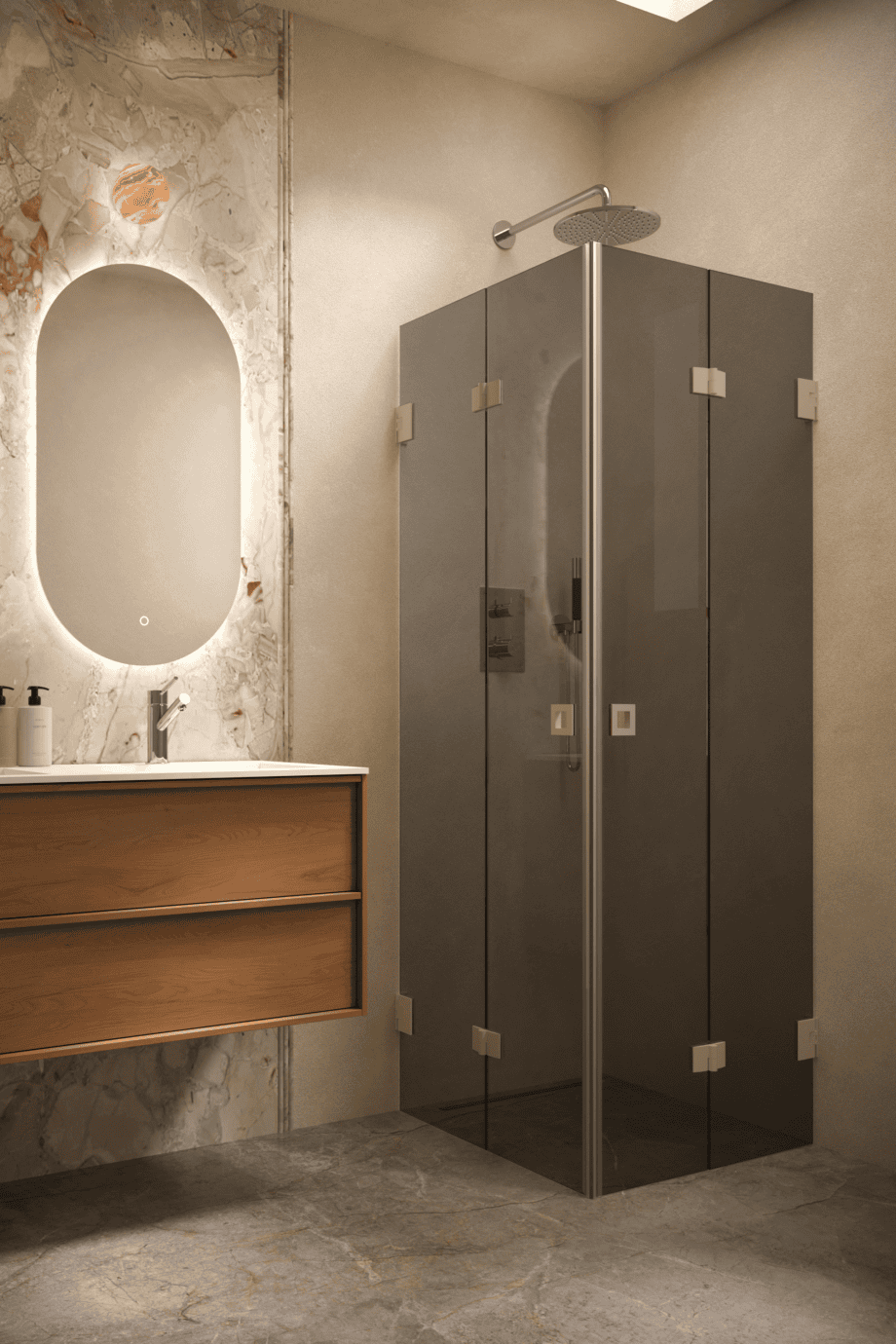 Shower enclosure Hietakari Vetro 546, Sand fittings, black glass Shower enclosure Hietakari Vetro 546, Sand fittings, black glass
